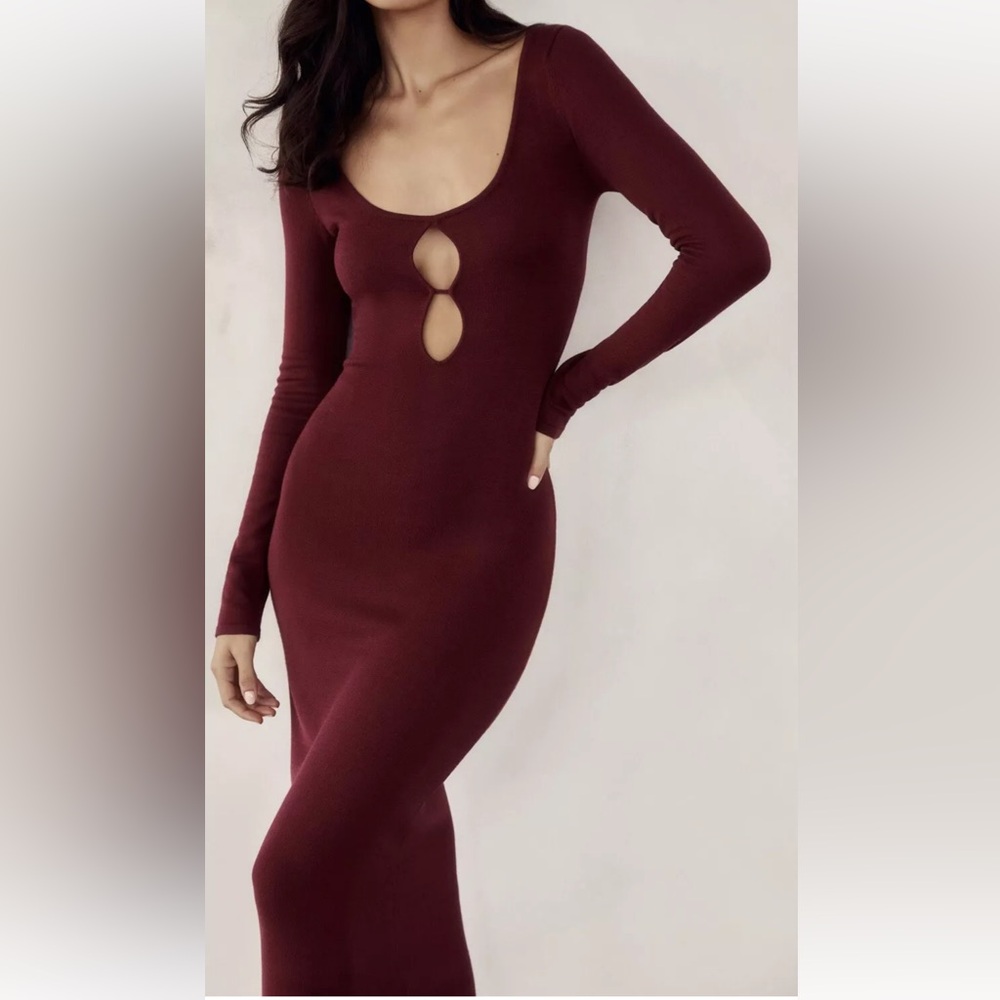 Meshki Red Long Sleeve Bodycon Dress